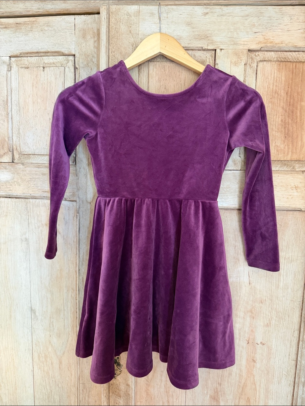 Tea Collection Purple Velvet Long-Sleeve Skater Dress